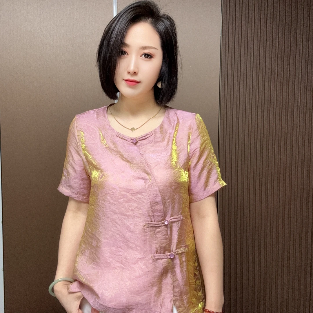 《浮光金玉》新中式国风琉璃丝光段衫Y1669