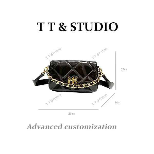 【TT Studio】FES-5034-1-棕色RAIN.CUN时尚简约腋下斜跨轻奢女包