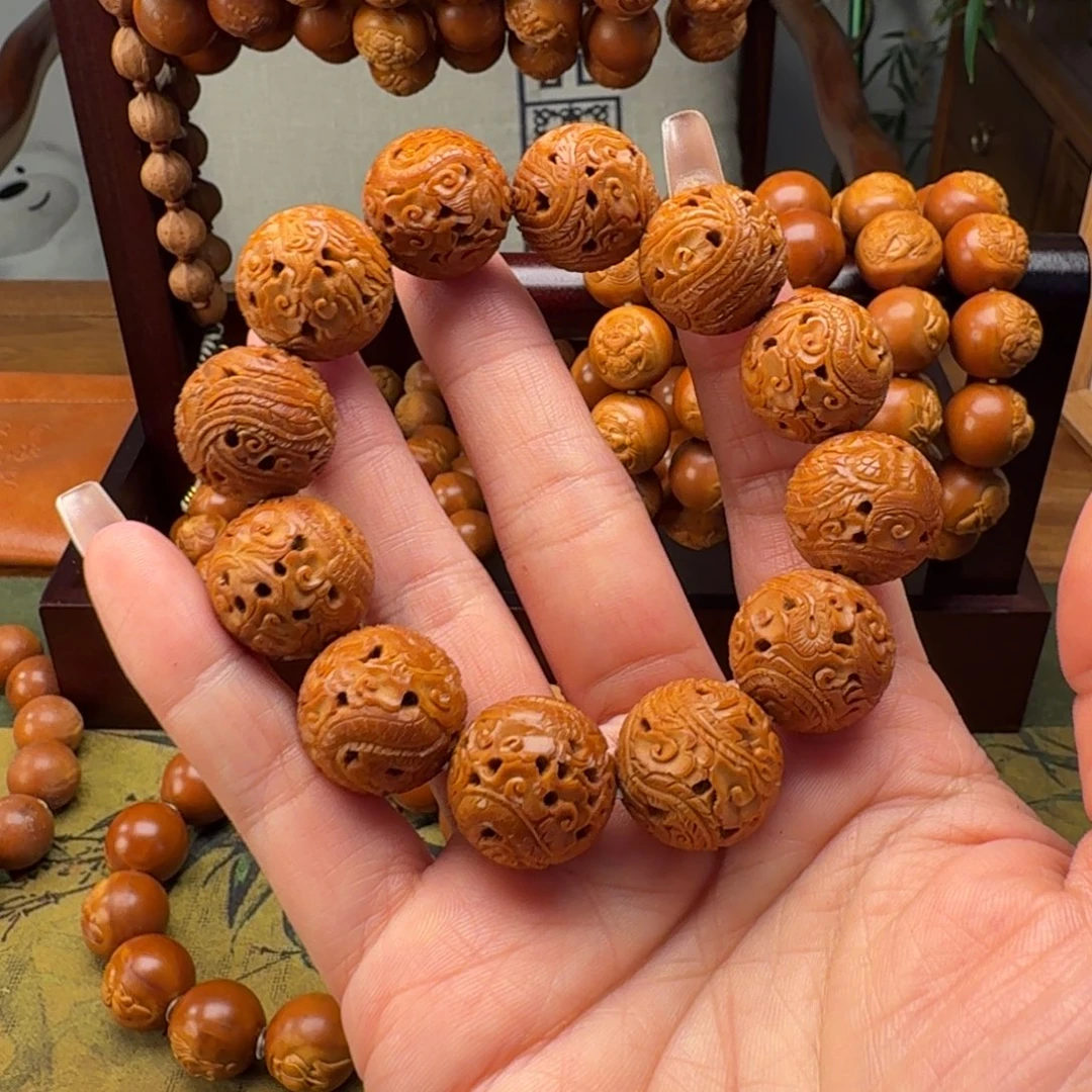 旅***途橄榄核手串1.9➕龙凤呈祥手工