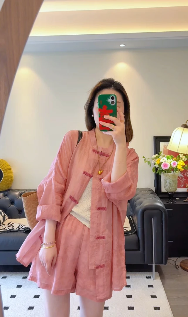 Art li新中式温柔风苎麻提花禅意茶服上衣衬衫夏季2379-9