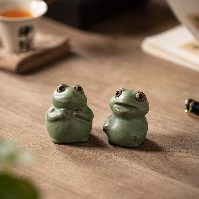 创意陶瓷可爱小青蛙茶宠摆件可养小茶玩茶桌茶台装饰茶具配件礼品