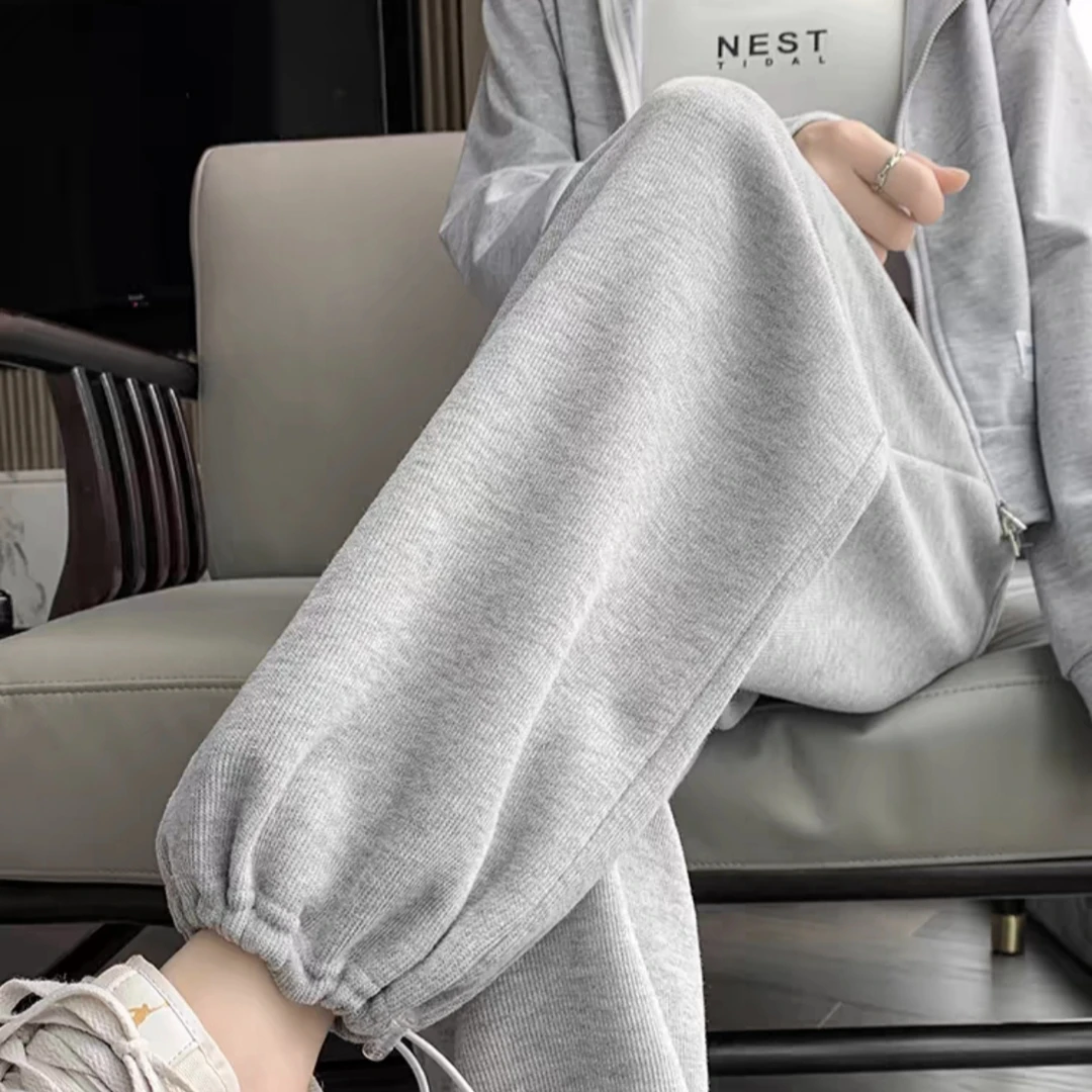 运动裤女款2025年新款早春季穿搭百搭休闲直筒裤高腰显瘦阔腿卫裤