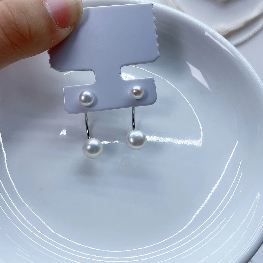银S925镶嵌耳饰淡水珍珠
