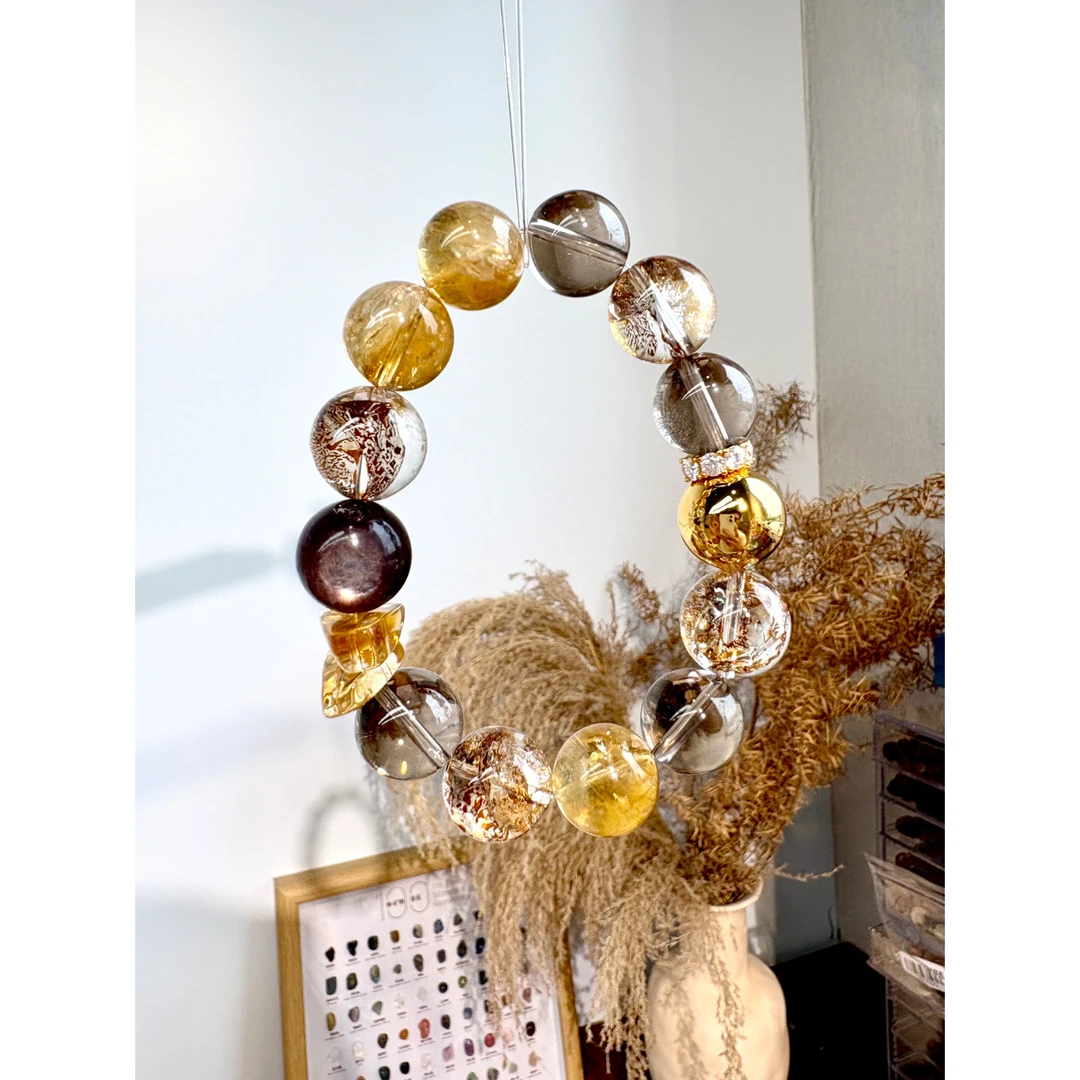 手链 茶晶纸醉金迷XX014手串叠戴（默认微瑕,多样性发其一）