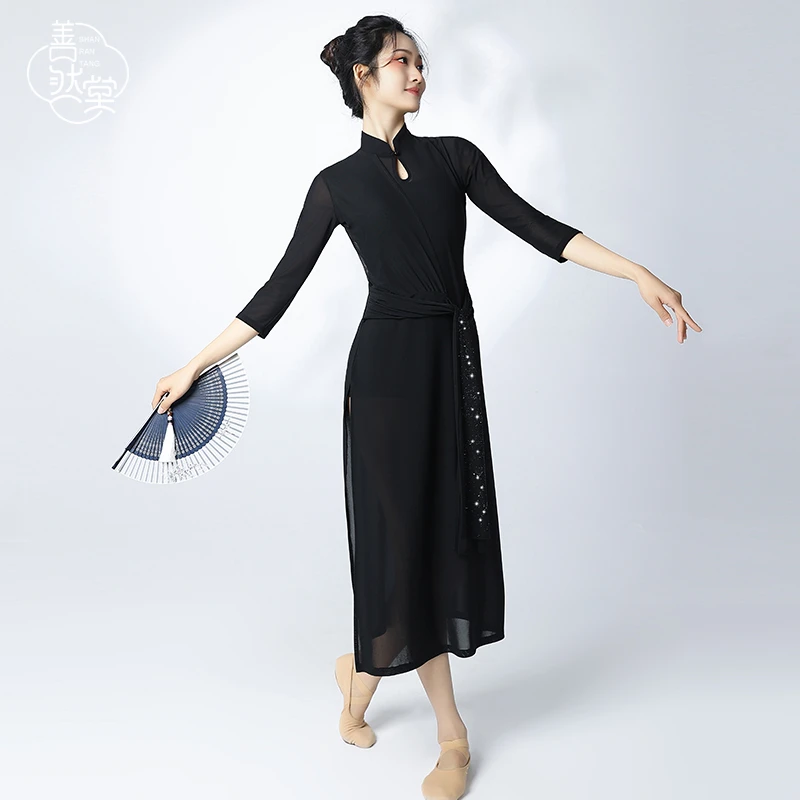 善然堂2025夏新款古典舞旗袍女飘逸网纱舞蹈身韵中国风演出表演服