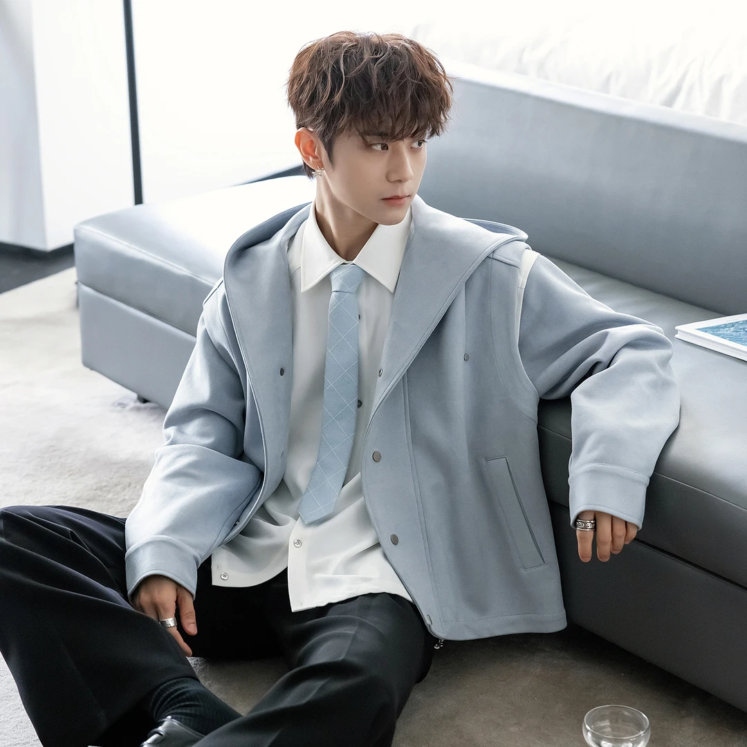 CHICERRO西西里男装秋季男生高级感夹克外套连帽简约百搭痞帅上衣