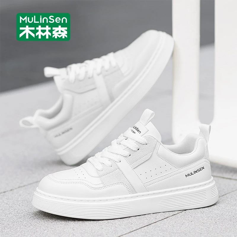 木林森小白鞋男款2025新款秋季透气厚底增高运动百搭男士休闲板鞋