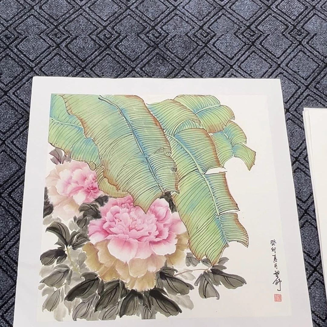 贩***计国画望舒老师四尺斗方花鸟作品旭