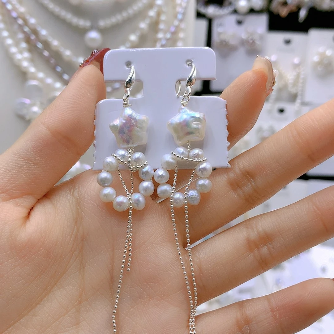 银S925镶嵌耳饰淡水珍珠