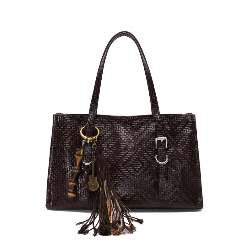 新款时尚百搭手提托特包复古单肩女包2202#咖啡【LM】