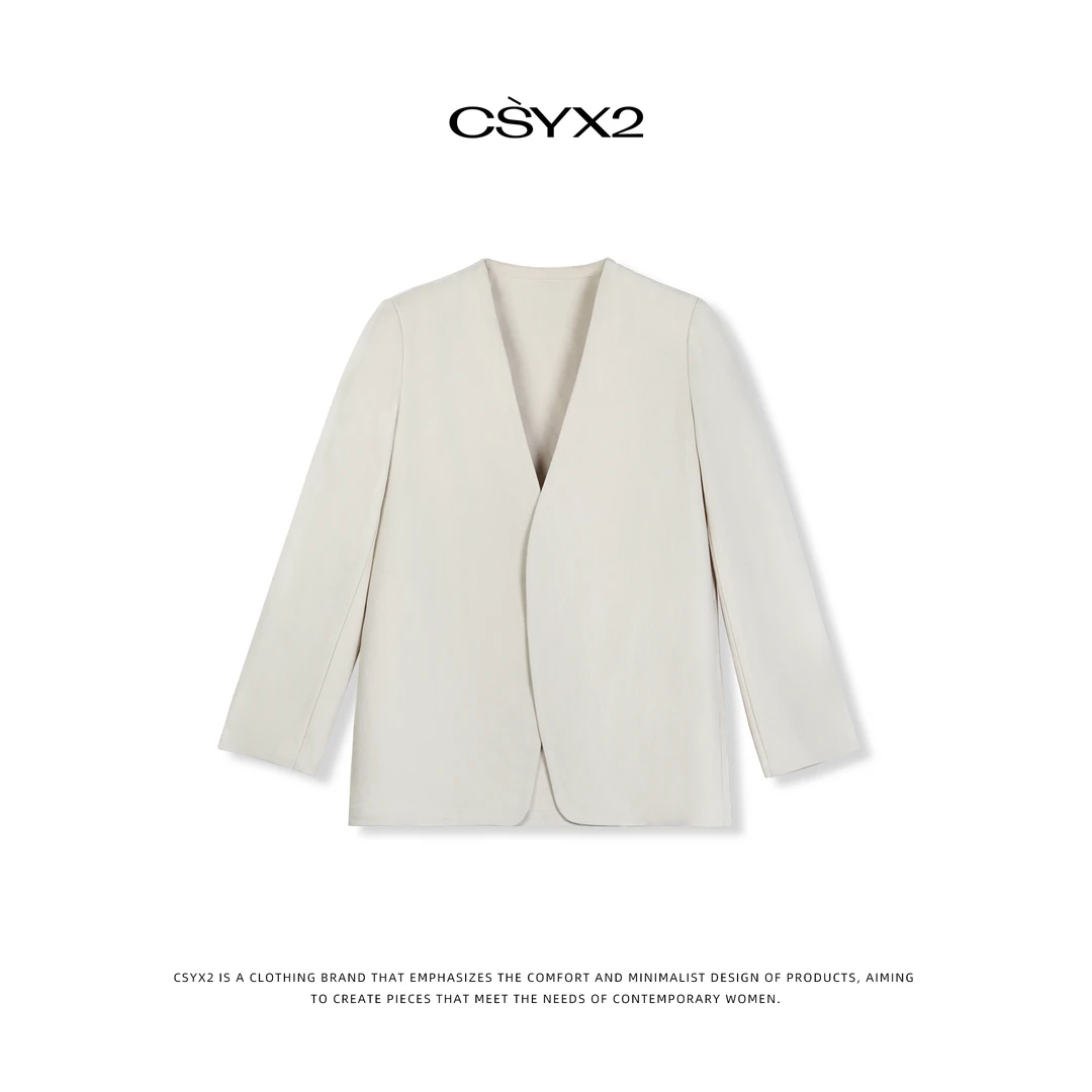 CsyX2-2025S/S夏季新款无领西装服外套气质女神范高级质感S10789