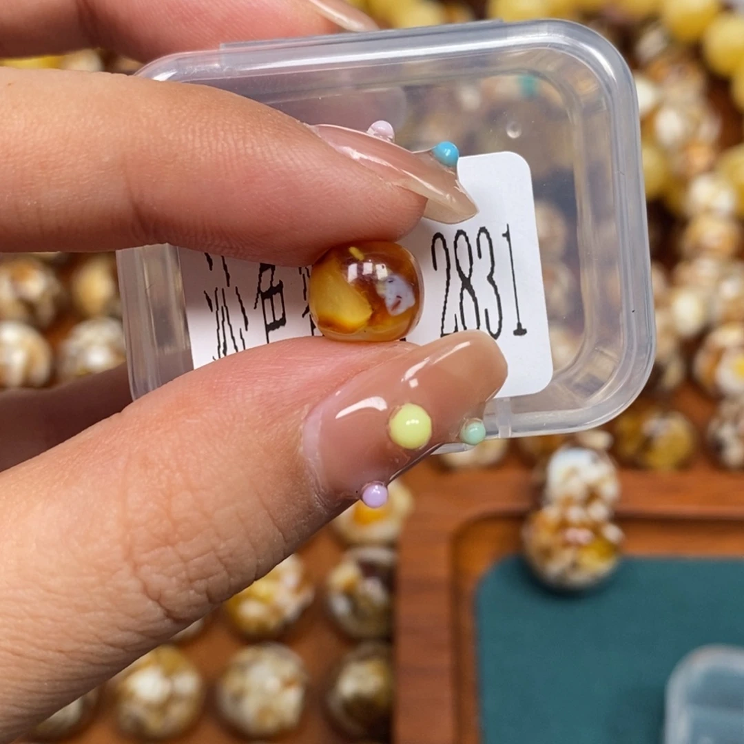 沁色蜜蜡未镶嵌2831