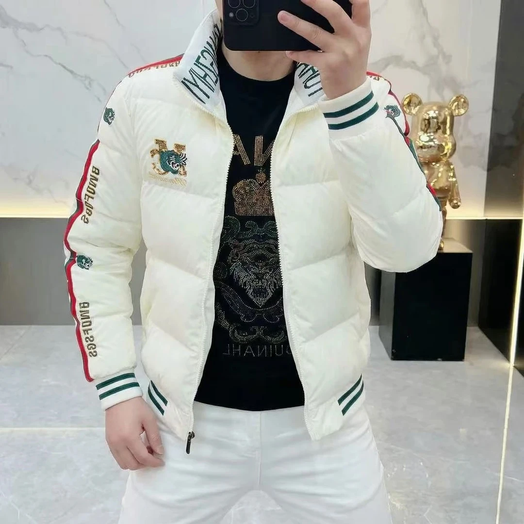 冬季男士棉服高品质刺绣欧版潮流立领休闲时尚保暖棉袄外套短款