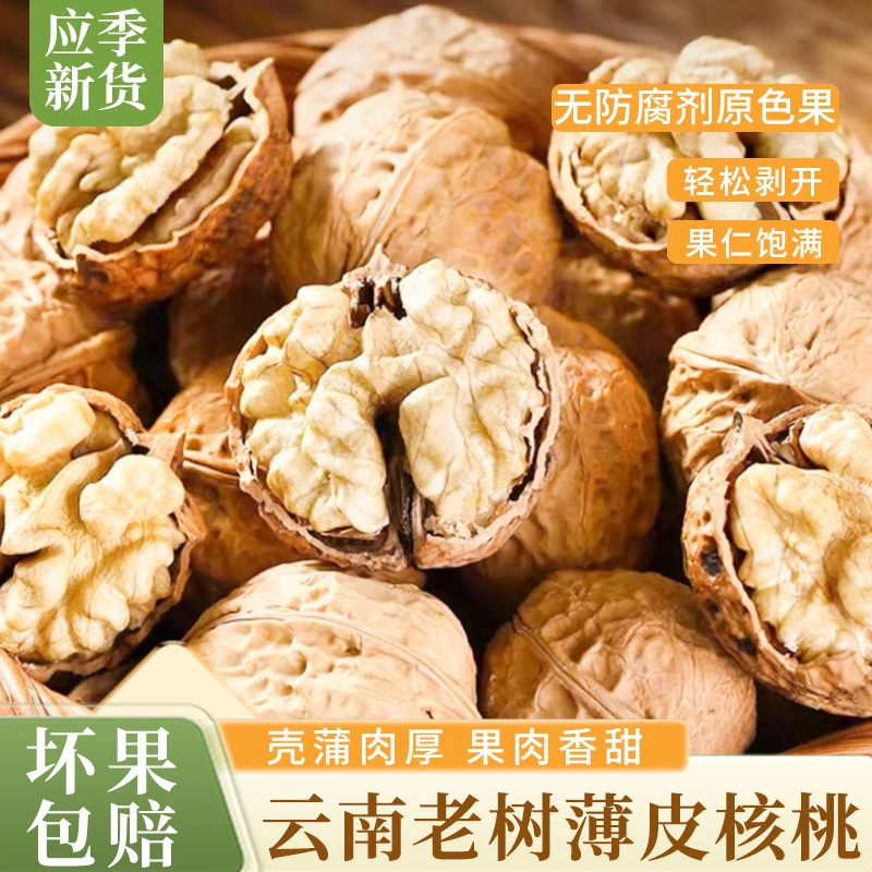 【云南大理核桃】24年新鲜采摘云南老树薄皮核桃干核桃30mm以上大果