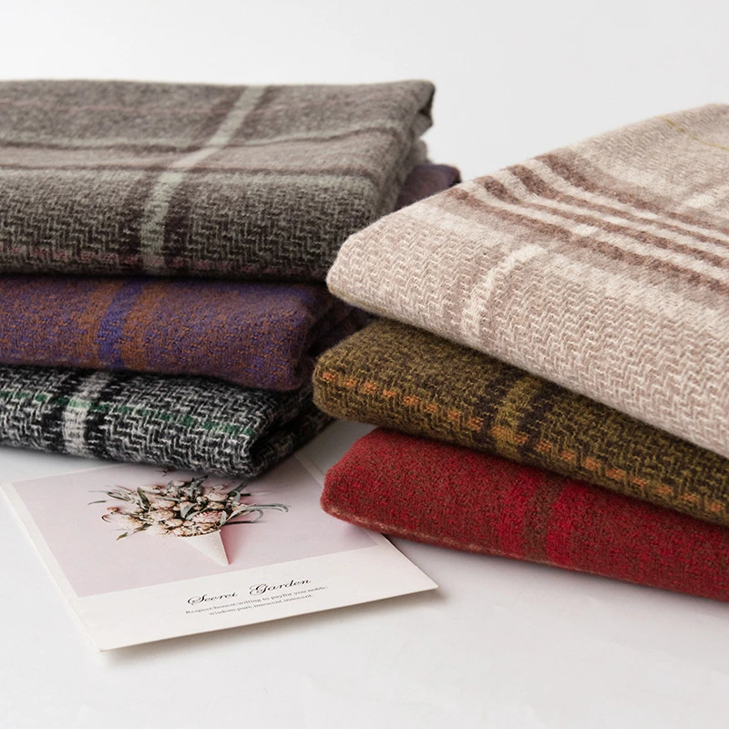 秋冬保暖防寒护颈围巾女方块格纹披肩百搭优雅休闲风时维康披肩毯