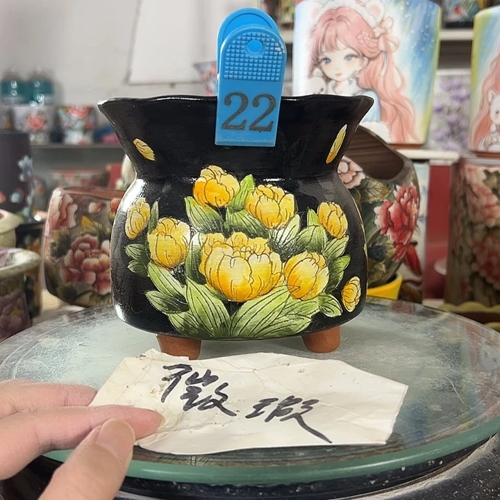 满38包邮景德镇手绘花盆