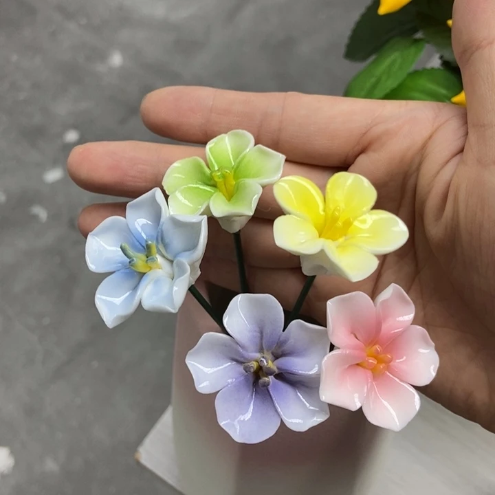 陶瓷手工制作陶瓷花5朵樱花