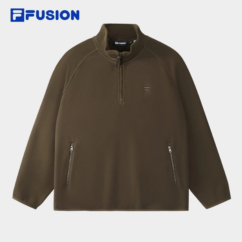 FILA斐乐卫衣男款复古流光风加绒保暖半拉链长袖套头衫T11M545202