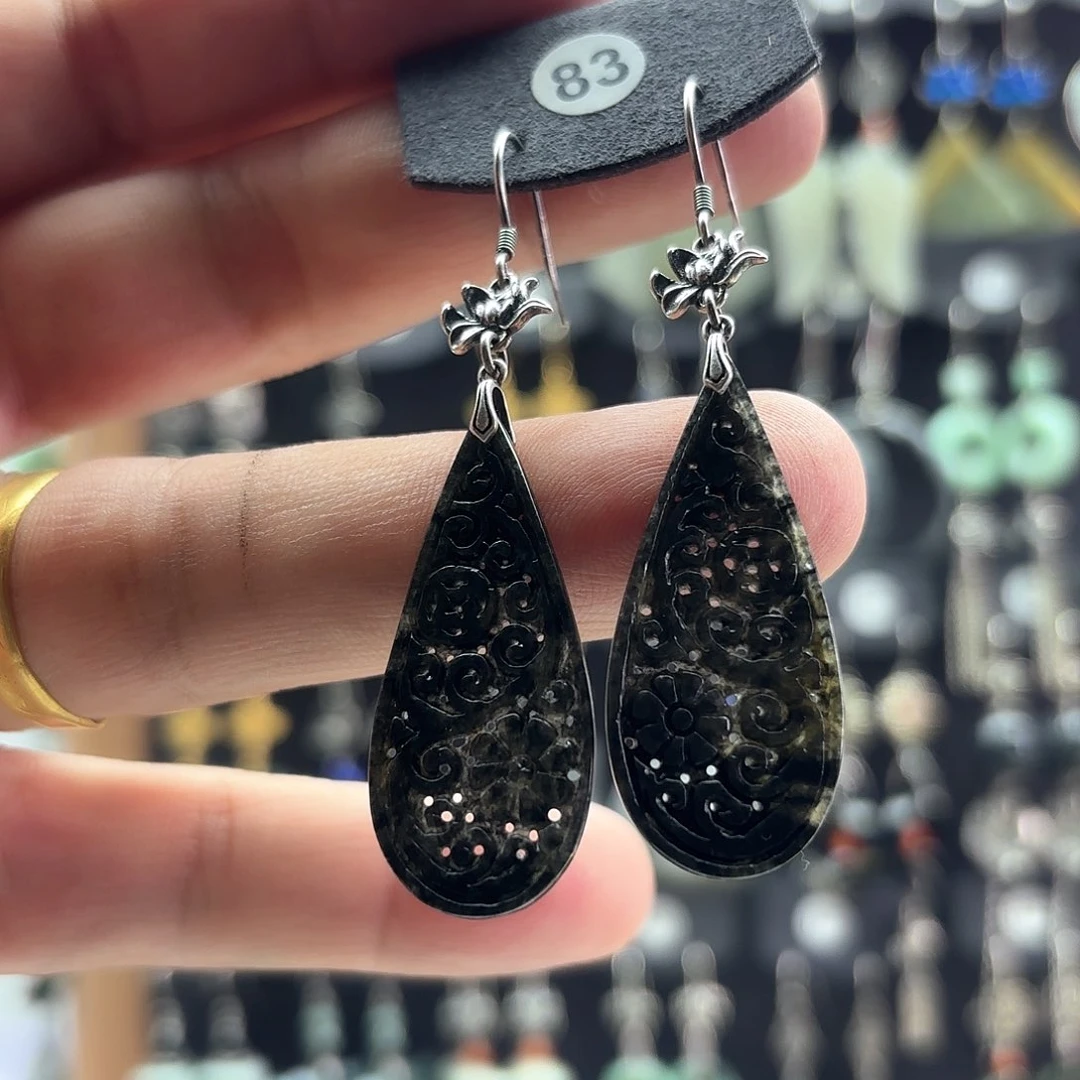 翡翠耳饰银S925镶嵌?***?