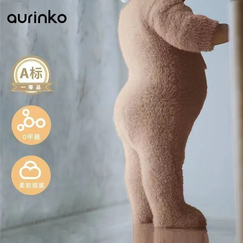 【限送帽子】新生儿秋季新款男女宝宝水貂毛爬服可爱小熊包脚爬行服