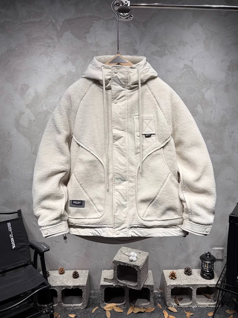 2025冬季情侣款植绒棉衣连帽透气棉服防风常规款oversize上班保暖