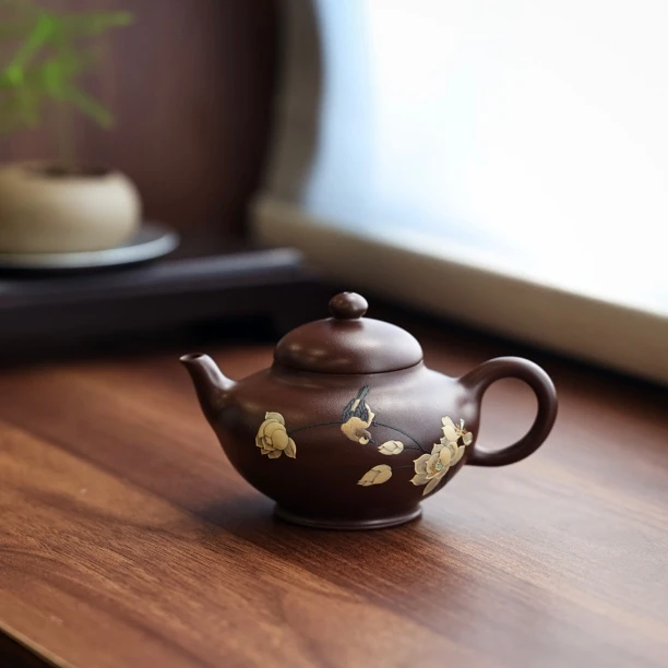 宋雨蓉泥绘全手工制——『华颖』小容量紫砂壶纯手工师承周.峰茶具