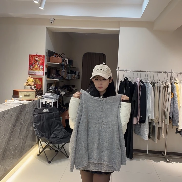 灰色长款设计师款