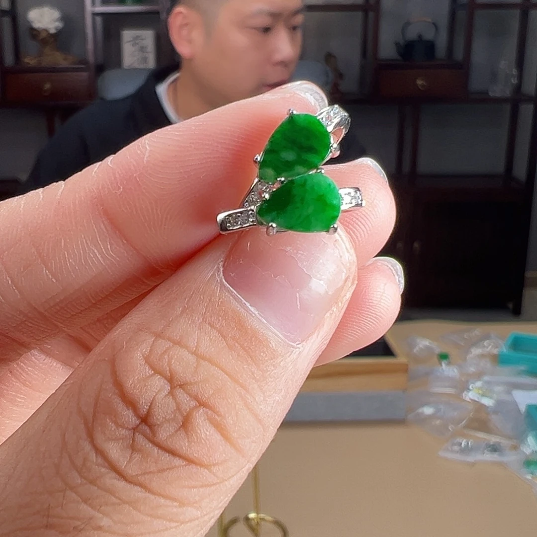 翡翠银S925镶嵌耳饰耳环66