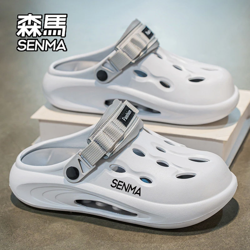 SENMA/森马洞洞鞋男夏季外穿防滑两用拖鞋青少年运动沙滩包头凉鞋