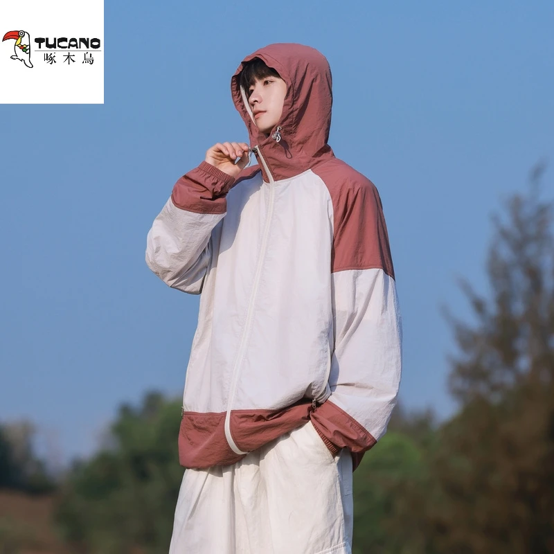 啄木鸟防晒皮肤衣男士外套夏季凉感防紫外线透气户外连帽薄款衣服