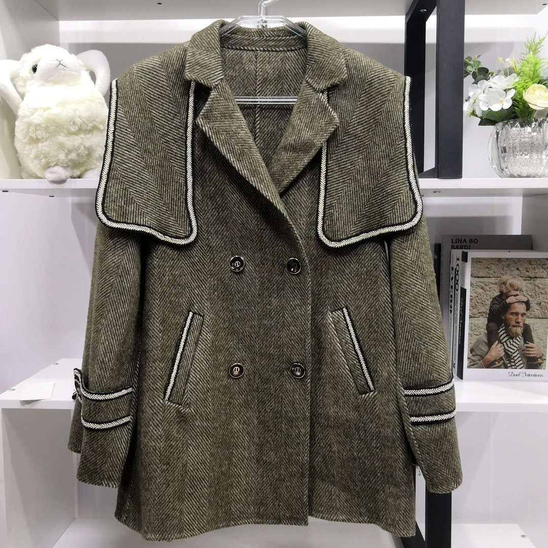 9115灰草绿海军领设计感时尚外套22-70#
