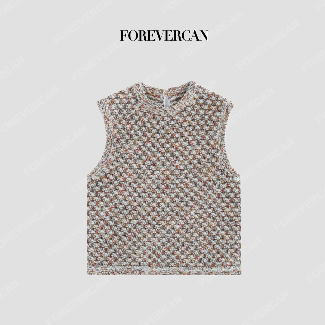 FOREVERCAN“阿灵顿”重工编织肌理天丝羊毛针织背心 MY40115