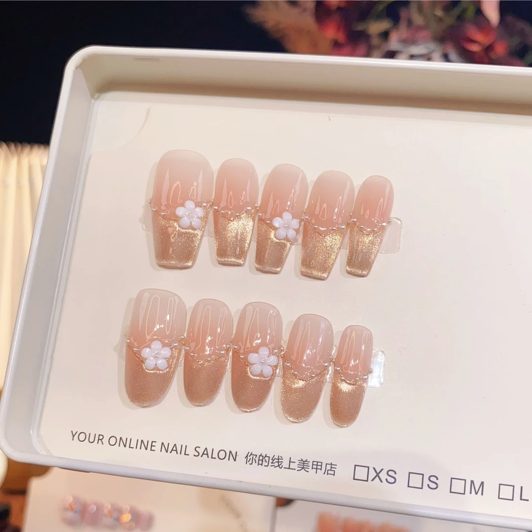 【七里香】纯手工穿戴甲成品重复使用美甲贴片可拆卸10片手工装