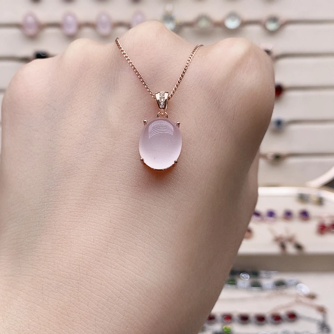 颈饰银S925镶嵌芙蓉石吊坠