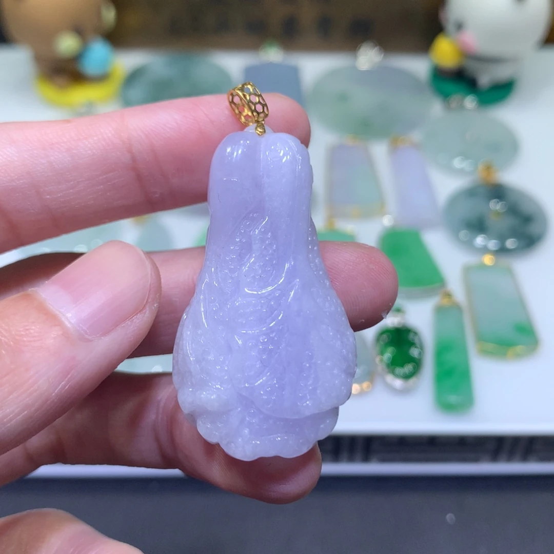 翡翠18K金镶嵌吊坠(不含链)