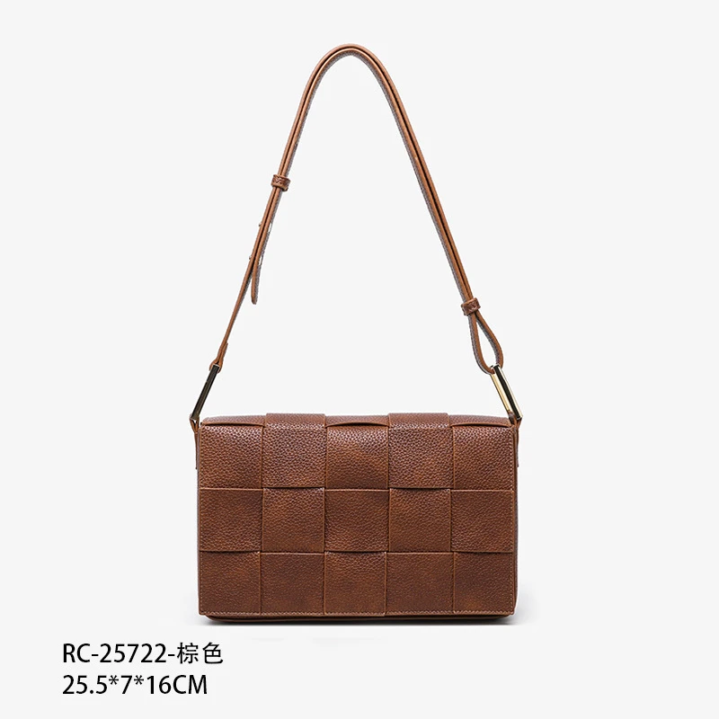 【RAIN.CUN】RC-25722-棕色RAIN.CUN气质时尚百搭简约斜跨轻奢女包