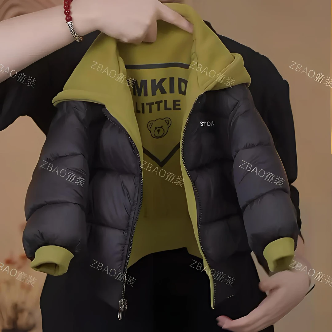 【珍宝推荐】冬季圣诞年服外套加厚连帽棉服男孩棉服儿童长袖外套