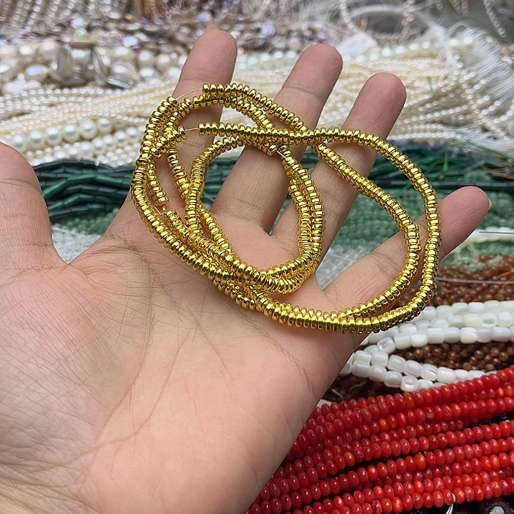 玛瑙/玉髓未镶嵌珠宝半成品2条4mm左右金胆石隔片