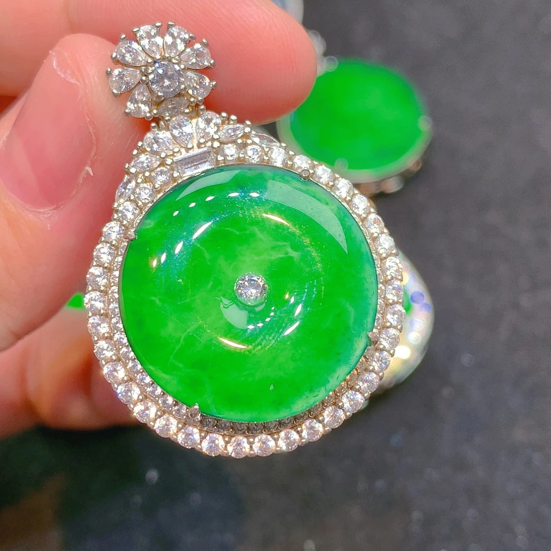 吊坠(不含链)银S925镶嵌翡翠翡翠