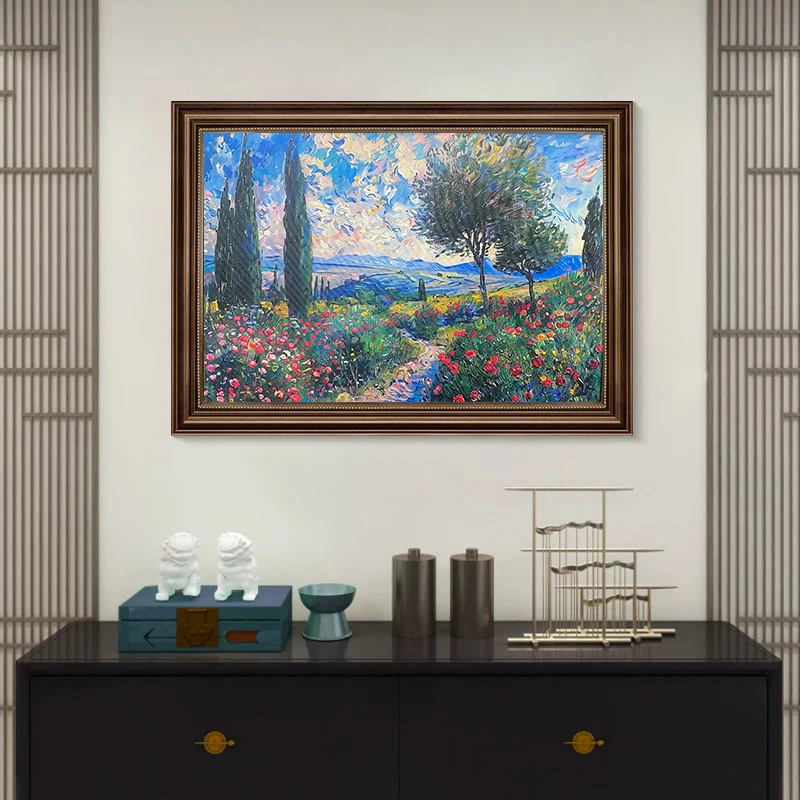 926《莫奈花园》世界名画小众艺术客厅背景墙画抽象酒店民宿挂画