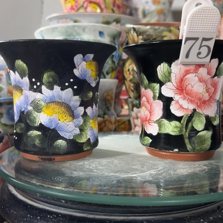 景德镇手绘花盆满38包邮偏远地区除外