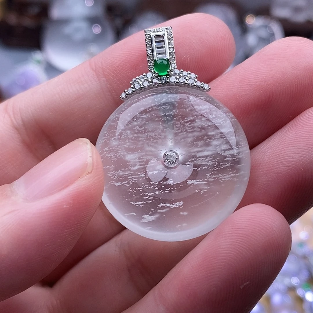 石英质玉非金属雪花棉平安扣