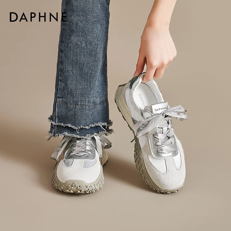 达芙妮德训鞋女2025新款秋冬芭蕾风鞋子板鞋阿甘鞋小白运动休闲鞋