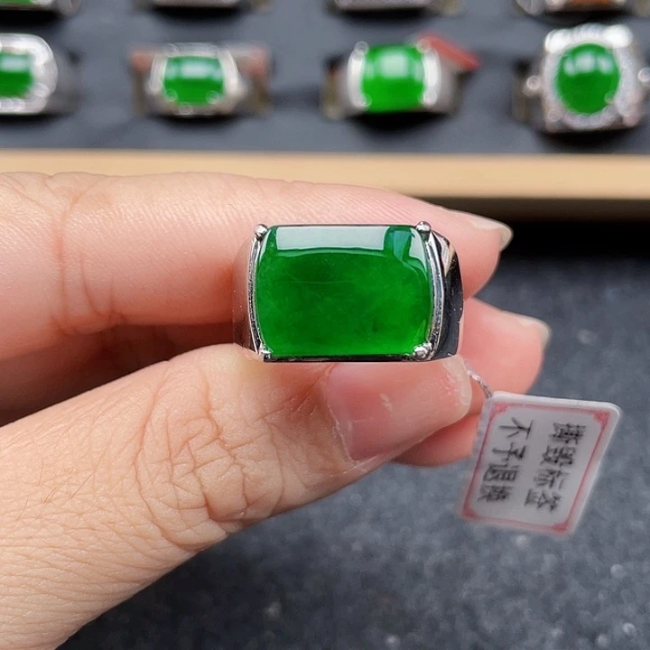 翡翠银S925镶嵌戒指编号0166没运费险