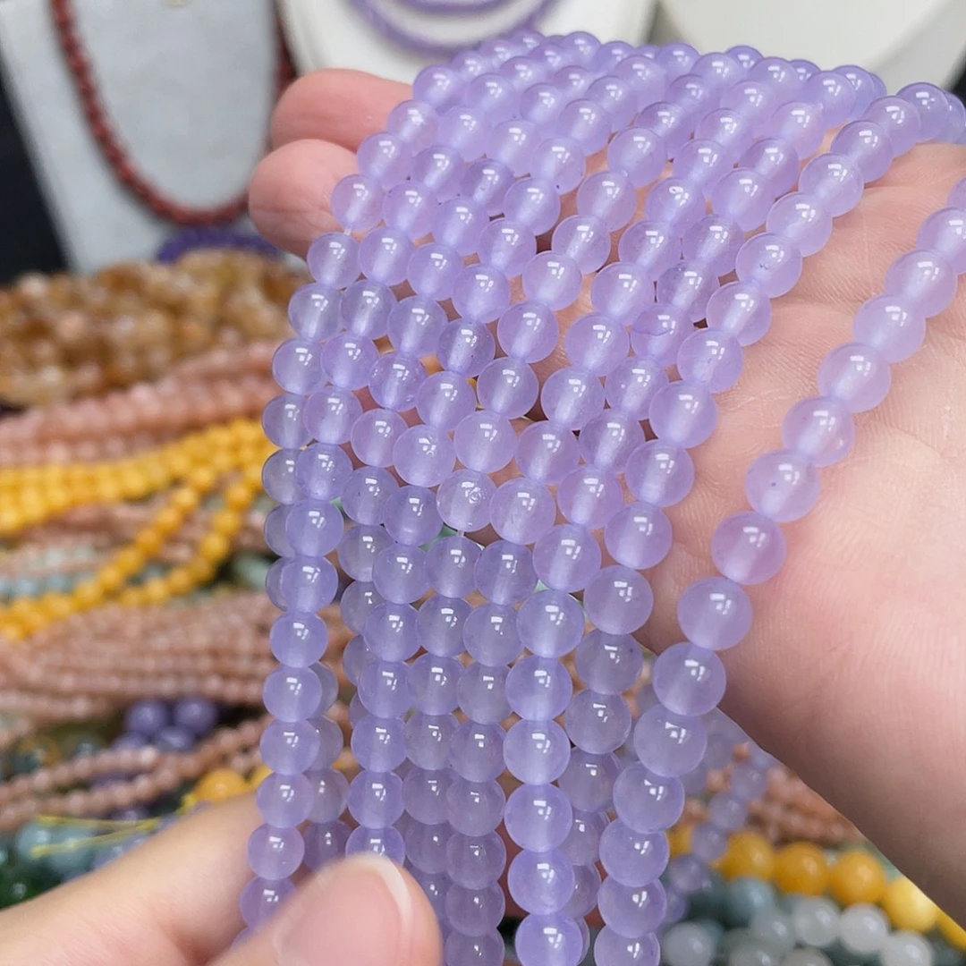 玛瑙/玉髓未镶嵌半成品淡紫色玉髓6mm