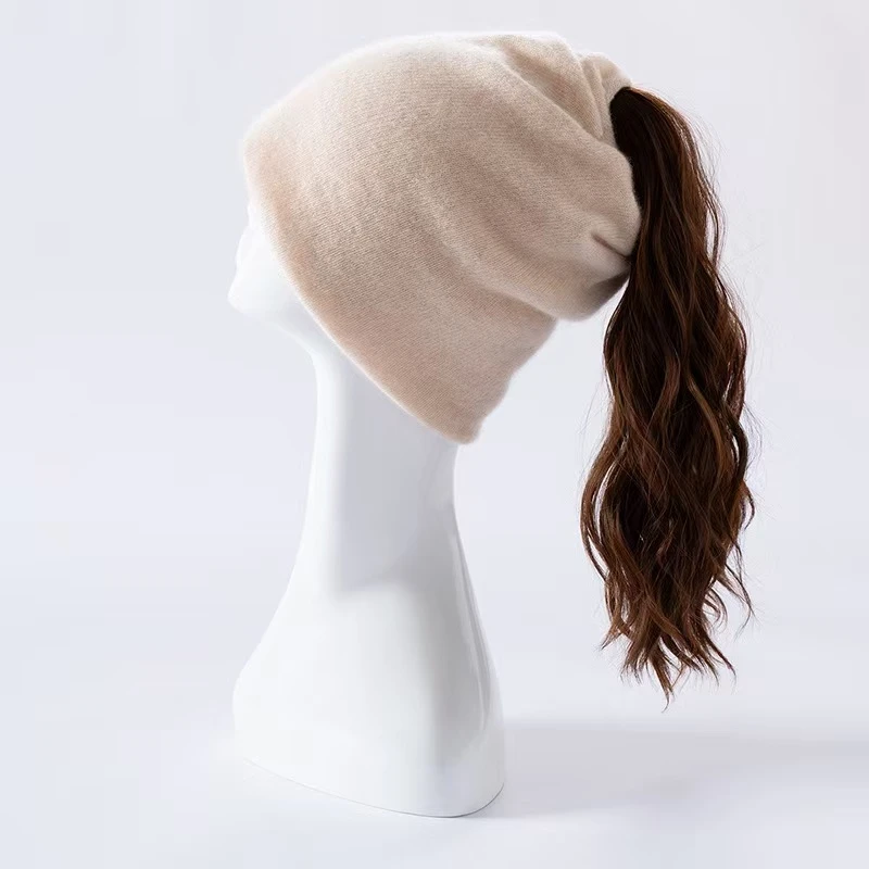 100%纯山羊绒空顶帽女士