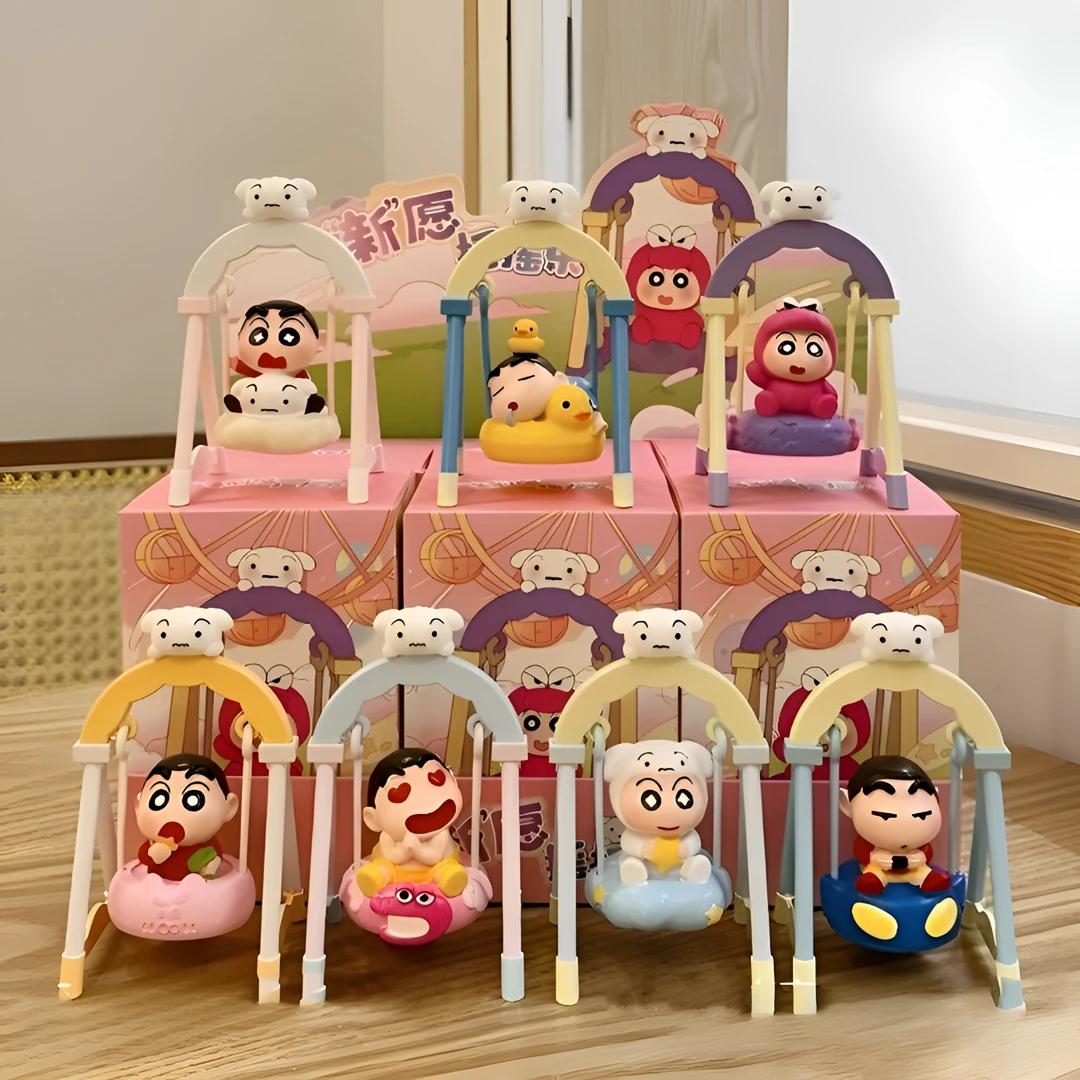 【新年礼物】新愿摇摇乐蜡笔小新荡秋千盲盒手办公仔摆件玩偶玩具