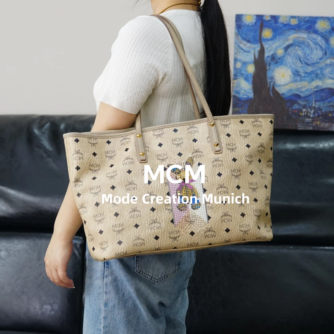 95新 MCM 米色购物袋/SD04817080/7080