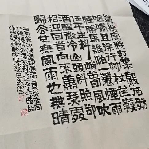 书法定风波斗方隶书。。。。。