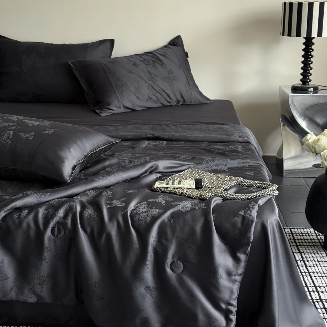 轻奢兰精天丝提花夏被四件套天丝空调夏凉被凉感丝滑成人夏凉被子